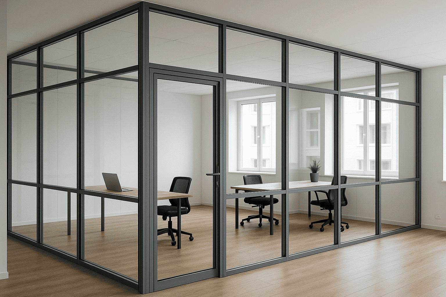 Перегородки зі скла та алюмінію: легкий спосіб зонування простору