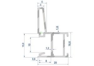 Алюмінієвий вертикальний профіль С-200 ШП схема